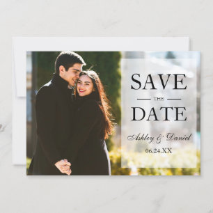 Elegant Black & White Save The Date Overlay Photo