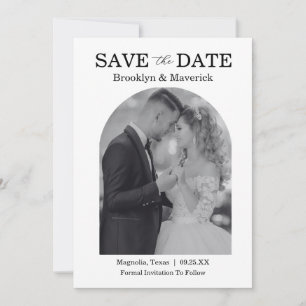 Elegant Black & White Save The Date Photo