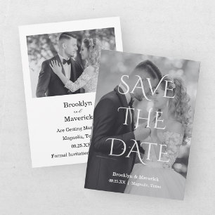 Elegant Black & White Save The Date Photo