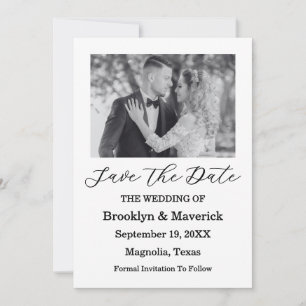 Elegant Black & White Save The Date Photo Card