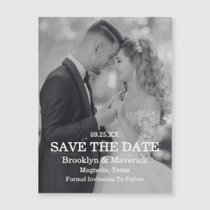 Elegant Black & White Save The Date Photo Magnetic