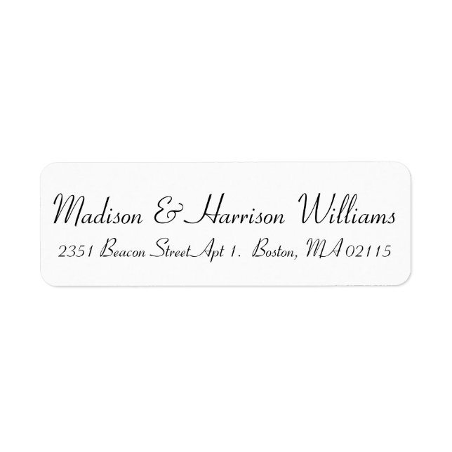 Elegant black white script classic chic address label (Front)