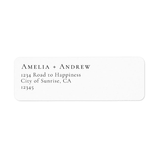 Elegant Black White Script Minimalistic Wedding  Label (Front)