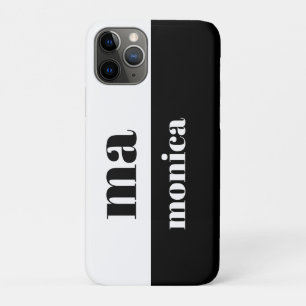 Elegant black &white script monogram initial  iPhone 11 pro case