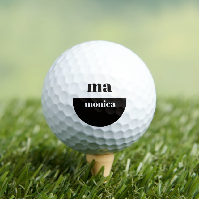 elegant black &white script monogram initial  golf balls (Insitu Tee)