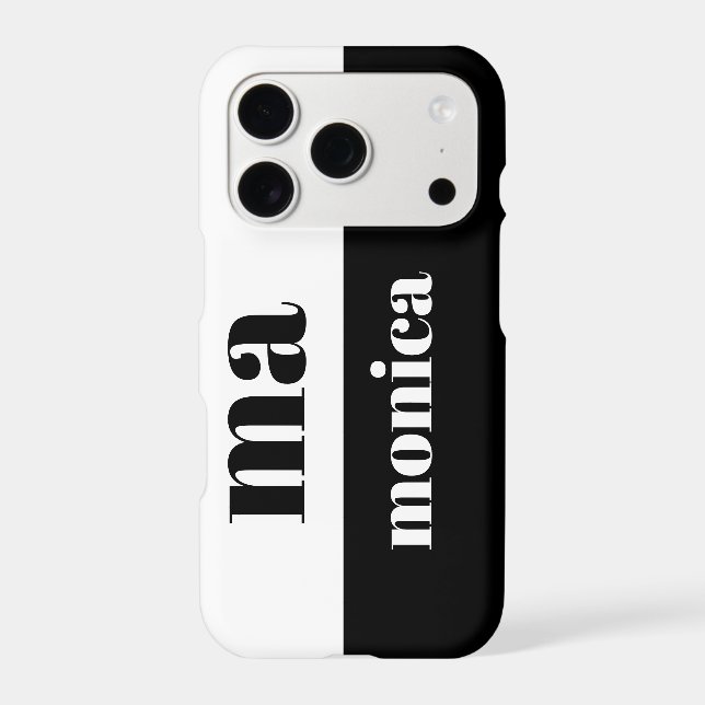 Elegant black &white script monogram initial  iphone case (Back)