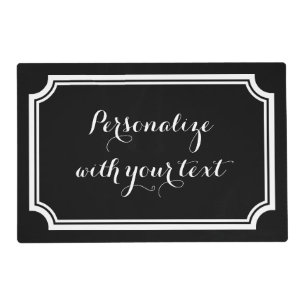 Elegant black & white script typography laminated placemat