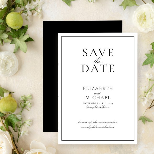 Elegant Black & White Script Wedding Save the Date Invitation (Discover our classic, elegant wedding save the date —plus matching invites, RSVP cards, and more!)