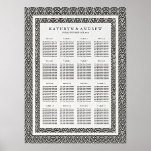 Elegant Black+White Seigaiha Wedding Seating Chart