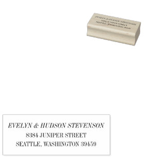 Elegant Black White Serif Wedding Return Address Rubber Stamp