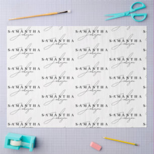Elegant Black & White Signature Script Tissue Paper