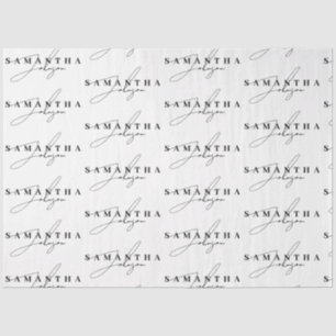 Elegant Black & White Signature Script Tissue Paper