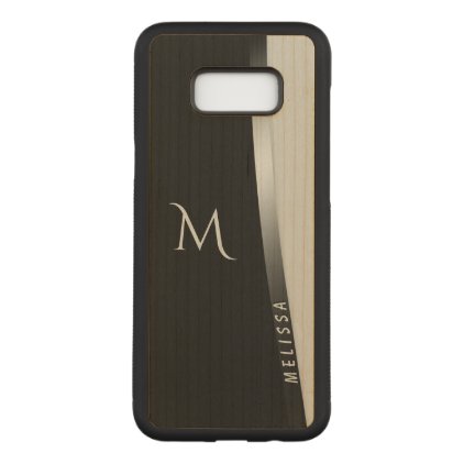 Elegant black white silver, name and monogram carved samsung galaxy s8+ case