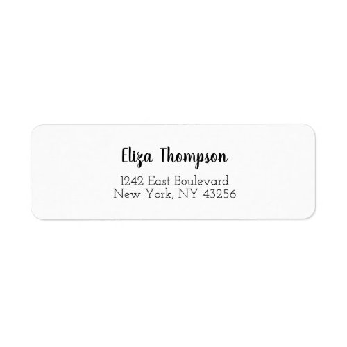 Elegant Black White Simple Return Address Label