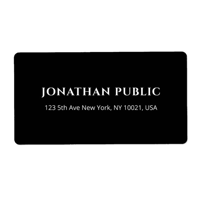 Elegant Black White Simple Template Shipping Label (Front)