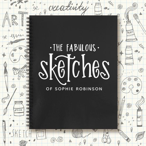 Elegant Black White Sketchbook Notebook