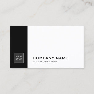 Elegant Black White Sleek Plain Trendy Company Business Card
