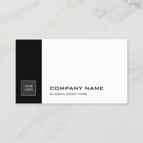 Elegant Black White Sleek Plain Trendy Company Business Card
