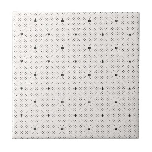 Elegant Black White Small Dots Pattern Ceramic Tile