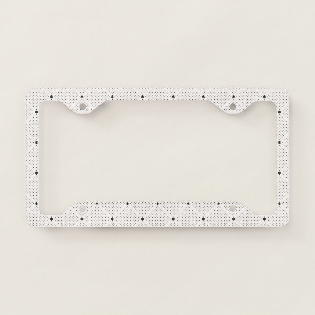 Elegant Black White Small Dots Pattern License Plate Frame (Front)