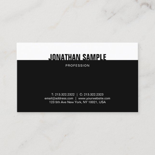 Elegant Black White Sophisticated Modern Template Business Card (Front)