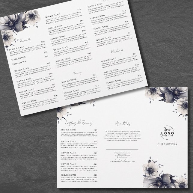 Elegant Black White Spa Services Menu Brochure Flyer (Elegant Black White Spa Services Menu Bochure Flyer )