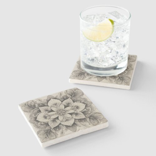 Elegant Black  White  Stone Coaster