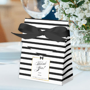 Elegant Black White Stripe Gold Wedding Thank You Favor Boxes