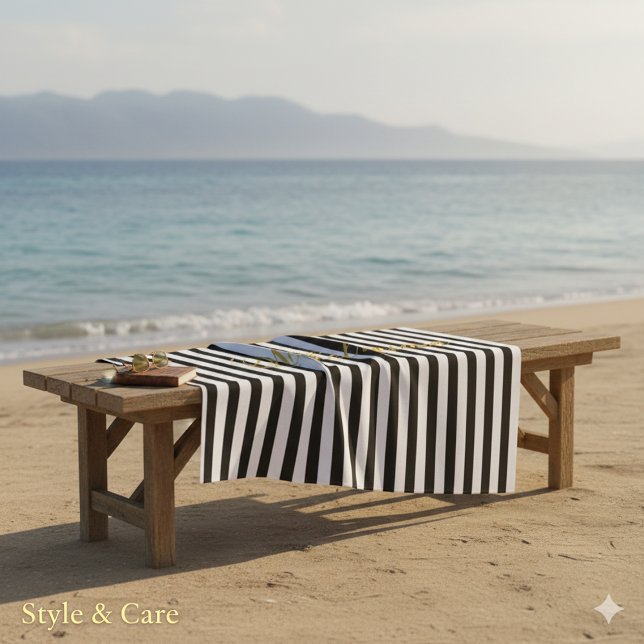 Elegant Black White Stripe Towel Personalized Name (Elegant Black White Stripe Towel Personalized Name)