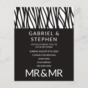 Elegant black white stripe typography gay wedding flyer
