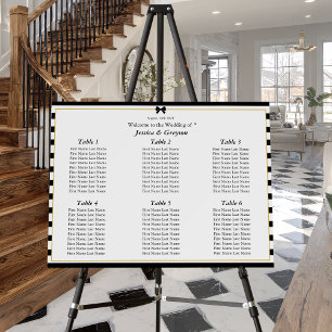 Elegant Black White Stripe Wedding Seating Chart Foam Board