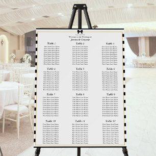 Elegant Black White Stripe Wedding Seating Chart Foam Board