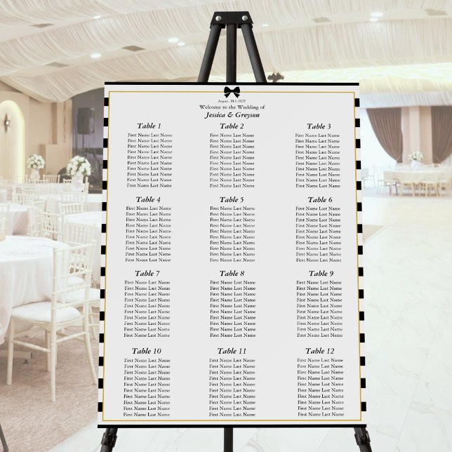 Elegant Black White Stripe Wedding Seating Chart Foam Board (Creator Uploaded)