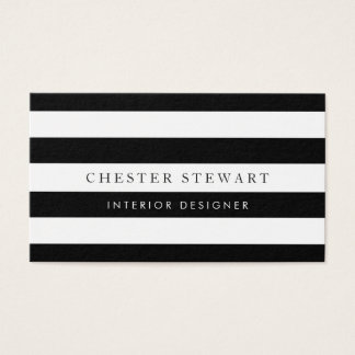 Elegant Black White Striped - Simple Minimalist Business Card
