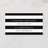 Elegant Black White Striped - Simple Minimalist Business Card (Back)