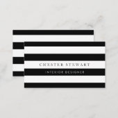 Elegant Black White Striped - Simple Minimalist Business Card (Front/Back)