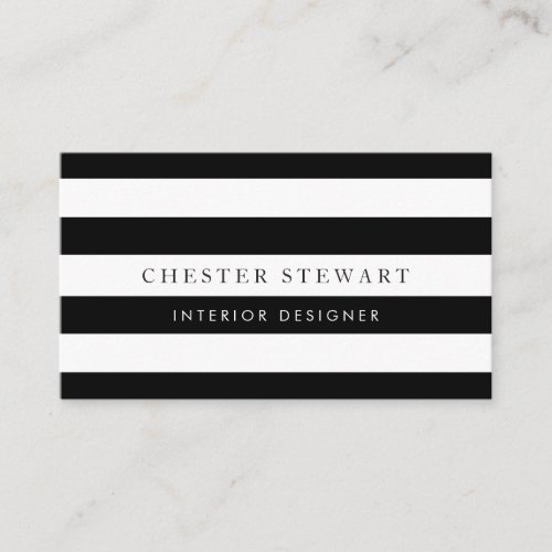Elegant Black White Striped _ Simple Minimalist Business Card