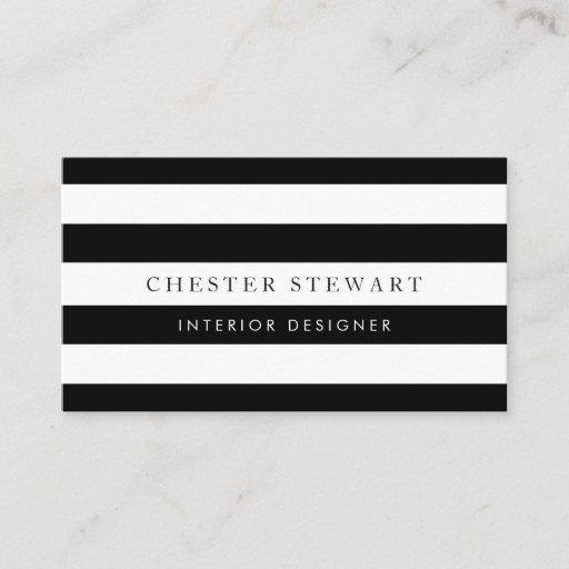 Customizable Elegant Black White Striped - Simple Minimalist Double-Sided Standard Business Cards (Pack Of 100)
