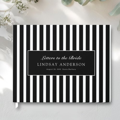 Elegant Black White Stripes Bridal Shower Guest Book