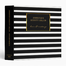 Elegant black white stripes gold appointment book 3 ring binder