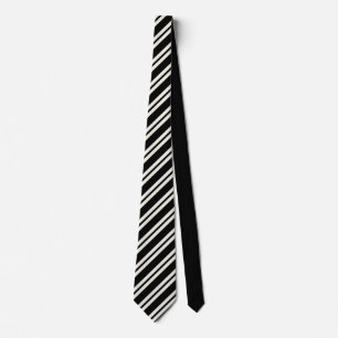 Elegant black &white stripes groomsmen wedding neck tie