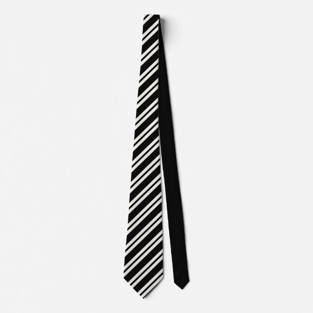 Elegant black &white stripes groomsmen wedding neck tie (Front)