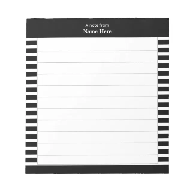 Elegant Black & White Stripes Lined Notepad | Zazzle