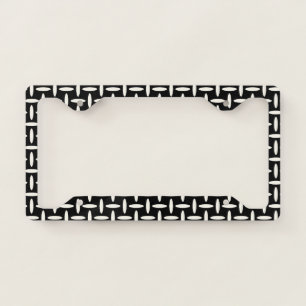 Elegant black &white stripes pattern license plate frame