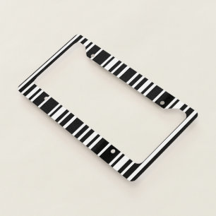 Elegant black &white stripes pattern license plate frame
