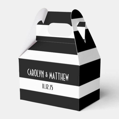 Elegant Black White Stripes Wedding Favor Boxes