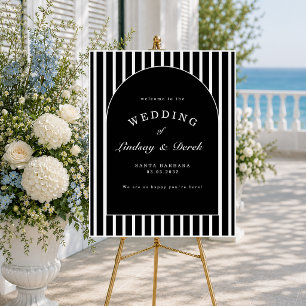 Elegant Black White Stripes Wedding Foam Board