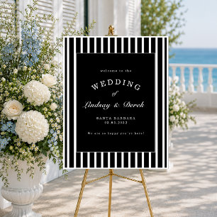 Elegant Black White Stripes Wedding Foam Board