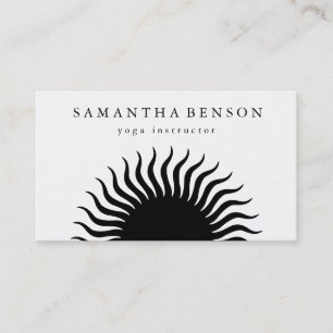 Elegant Black & white Sun Logo Yoga Business Card