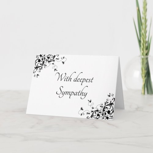 Elegant Black  White Swirls Sympathy Card